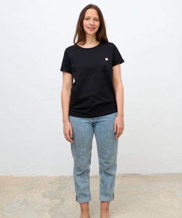Camiseta de lactancia negra manga corta algodón orgánico